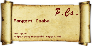 Pangert Csaba névjegykártya